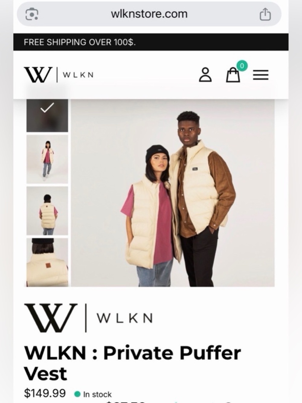 WLKN : Private Puffer Vest -Unisex
